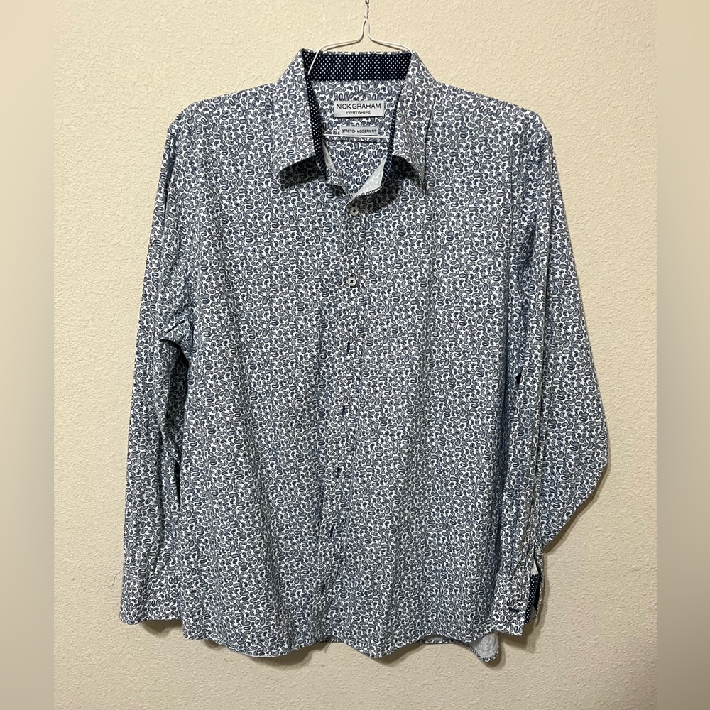 Nick Graham-2XL Paisley Print Button Down Shirt 18-18.5  36-37